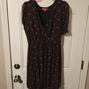 Inspired Hearts Black and Red Polka Dot Mini Dress